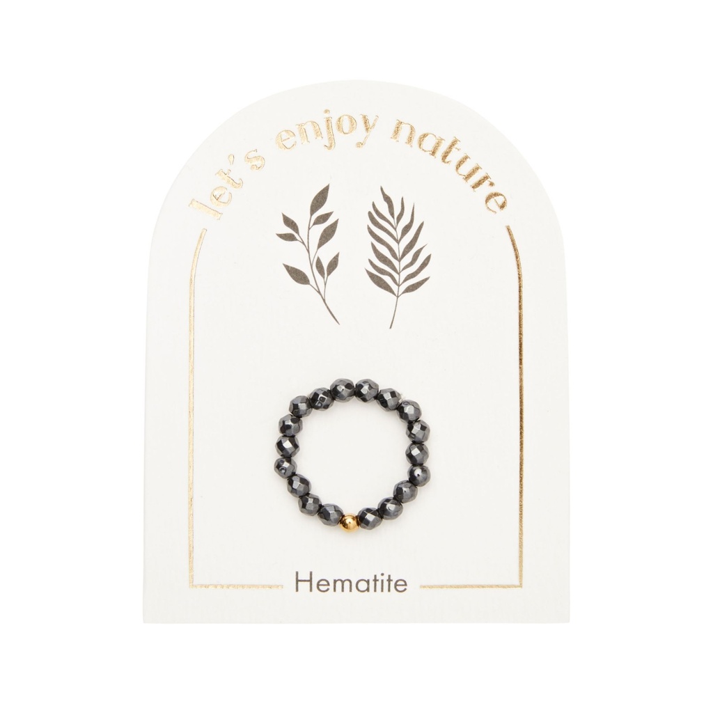 HCA - elastischer Ring - Let’s enjoy nature - Hämatit- vergoldet 