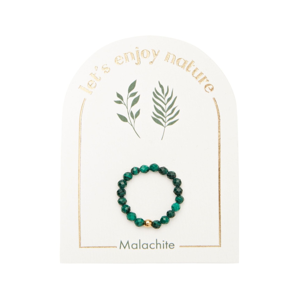 HCA - elastischer Ring - Let’s enjoy nature - Malachit - vergoldet