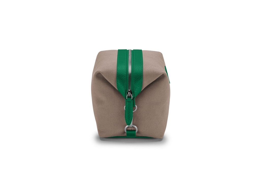 MAXI Waschtasche | smaragd | silber | genarbt