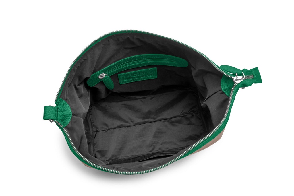 MAXI Waschtasche | smaragd | silber | genarbt