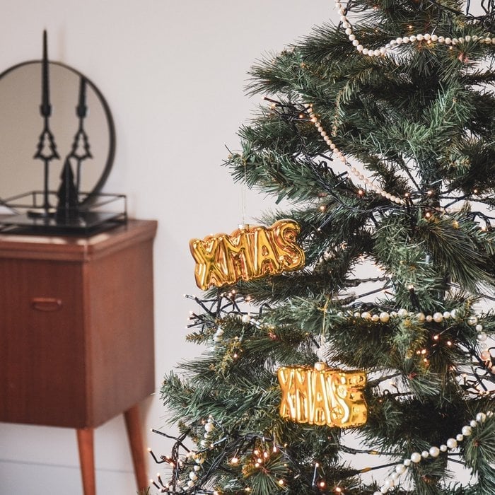 Housevitamin - Ornament Xmas Hanger XMAS gold - Glas 4,5x3,5x7,5cm