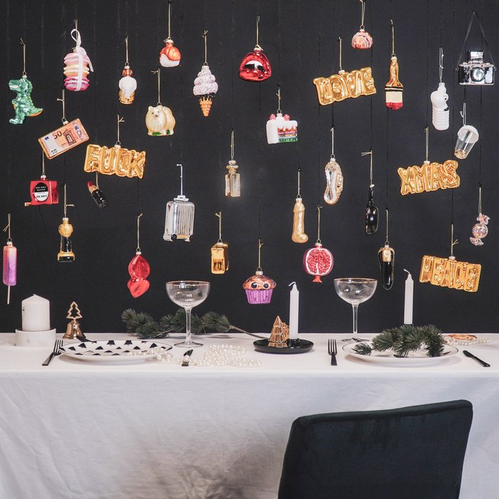 Housevitamin - Ornament Xmas Hanger XMAS gold - Glas 4,5x3,5x7,5cm