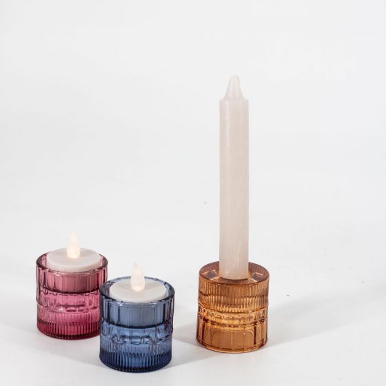 Homebound - Kerzenhalter 2in1 Glas rosa