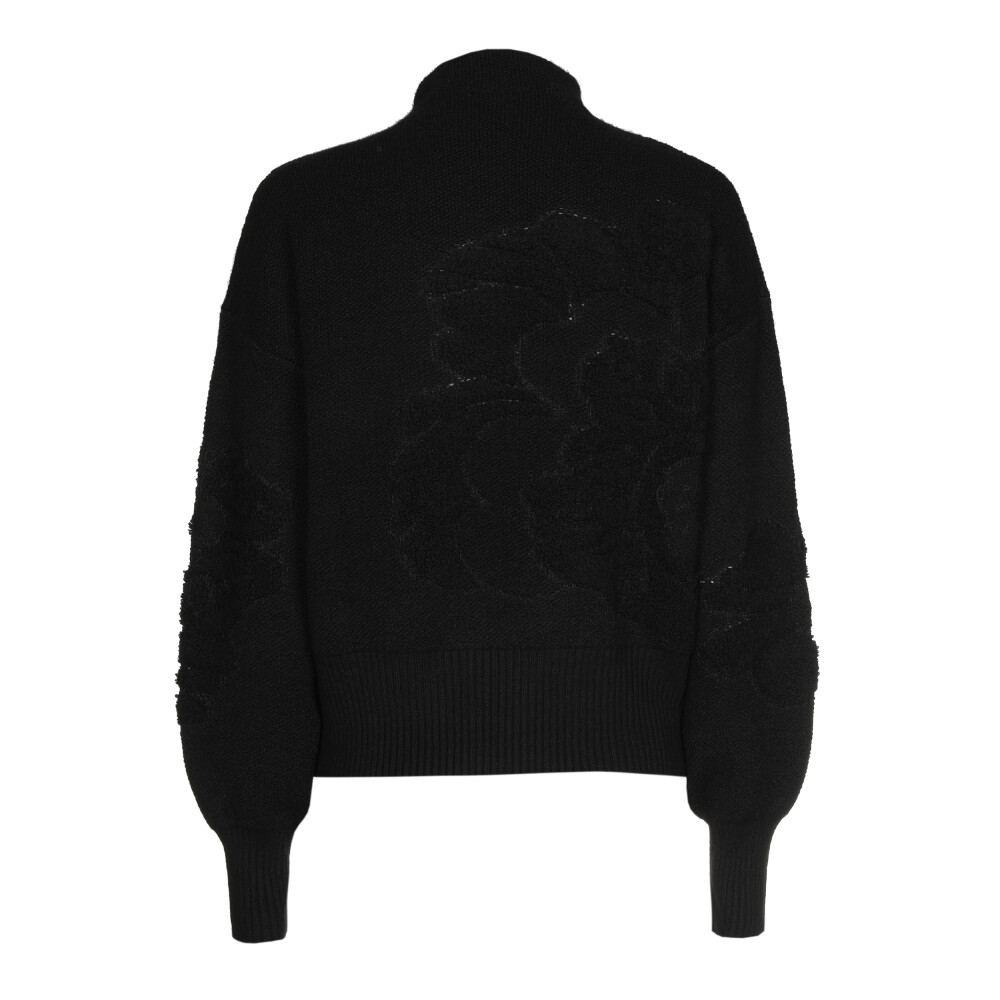Caroline Biss - COSY PULLOVER WITH FLORAL RELIEF PATTERN black