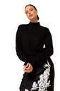 Caroline Biss - COSY PULLOVER WITH FLORAL RELIEF PATTERN black