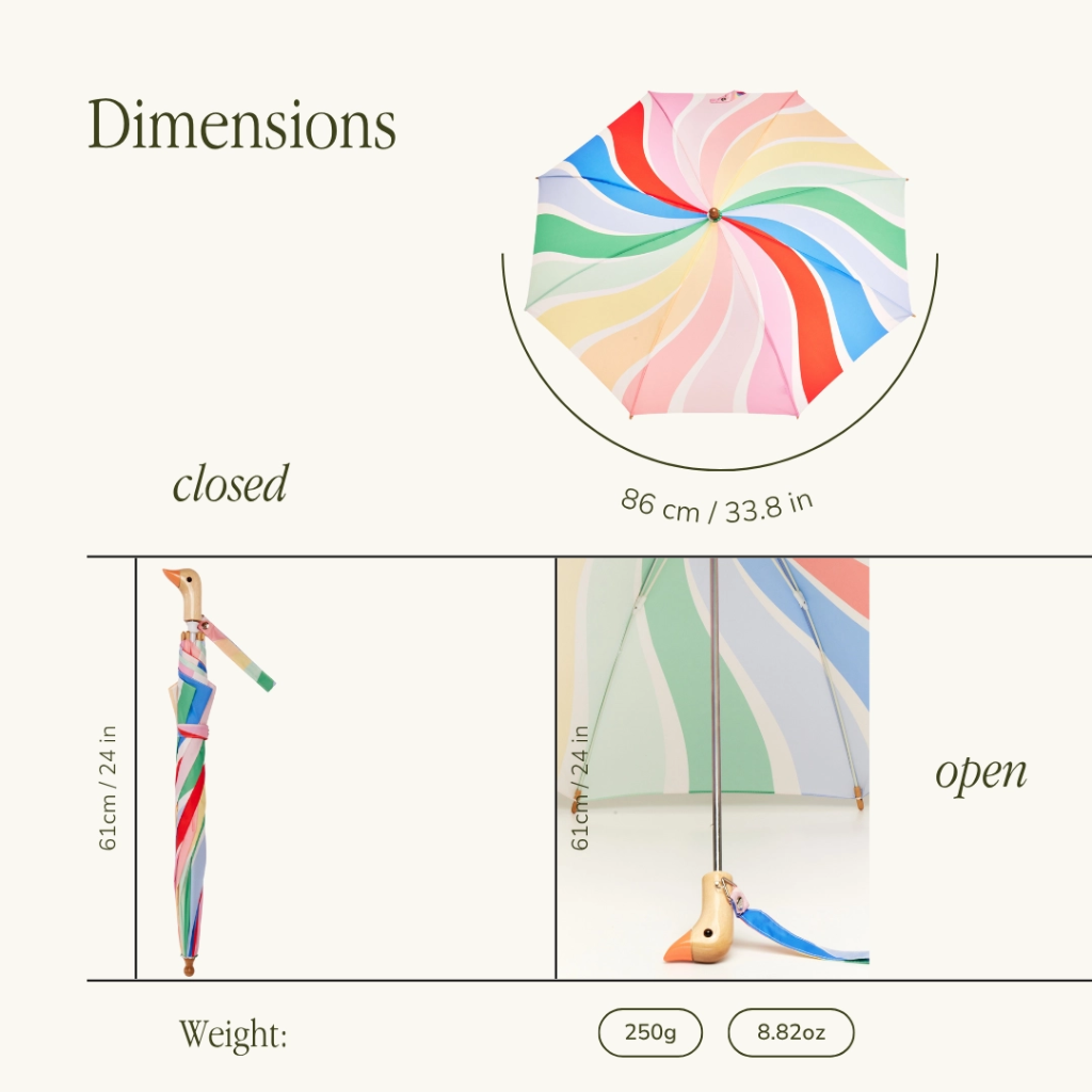 Original Duckhead - Kinder Regenschirm The Duckling - Rainbow Stripes Meri Meri Children Umbrella