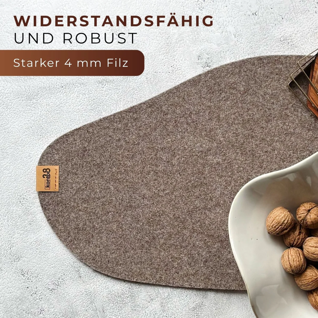 Maxx Factory / Kontor 28- Tischläufer VEJLE 4mm rPET - aus up, recycling Filz - #352 naturmeliert - Größe 100x30 cm