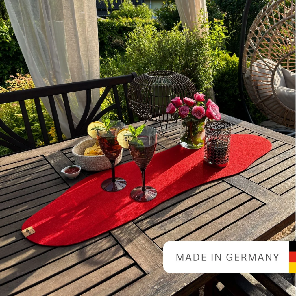 Maxx Factory - Tischläufer VEJLE 4mm rPET - aus up, recycling Filz - #27 kirschrot - Größe 150x30 cm