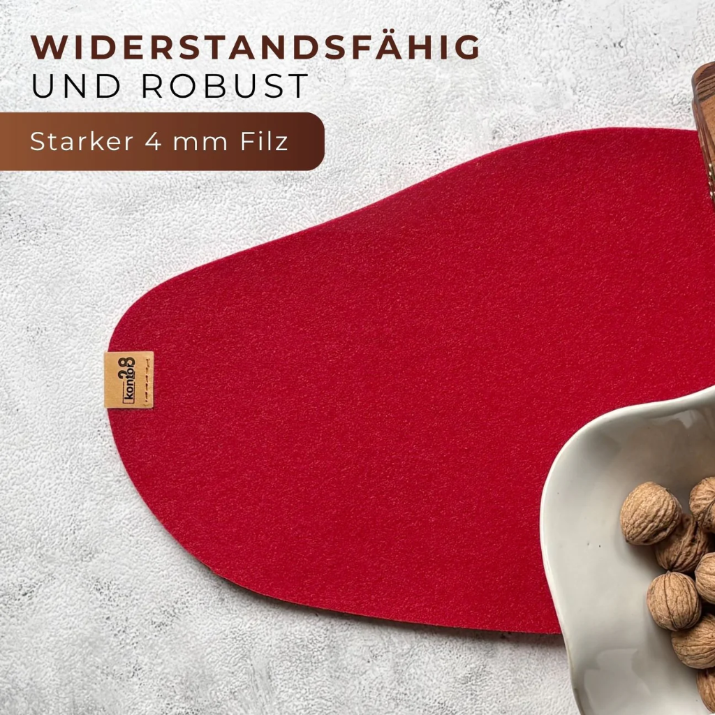 Maxx Factory - Tischläufer VEJLE 4mm rPET - aus up, recycling Filz - #27 kirschrot - Größe 150x30 cm