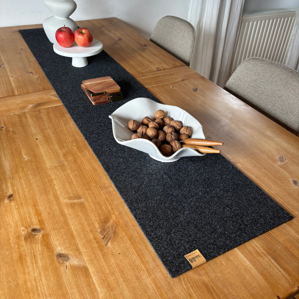 Maxx Factory - Tischläufer BISKOP 4mm rPET - aus up, recycling Filz - #901 anthrazit - Größe 150x30 cm