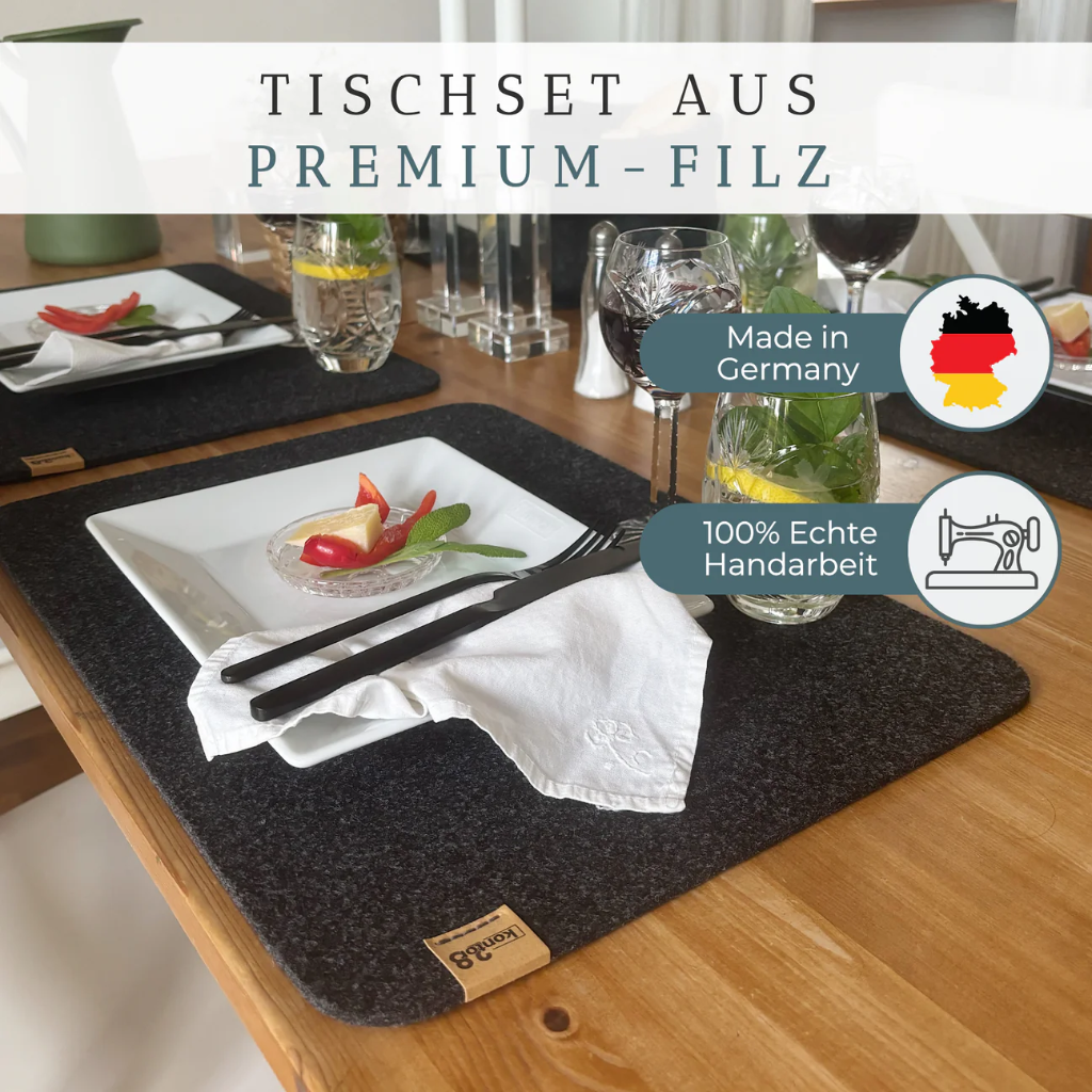 Maxx Factory - 2er Set Tischsets RUNDAD 4mm rPET - aus up-, recycling Filz - Salbei - Größe XXL 45x33 cm