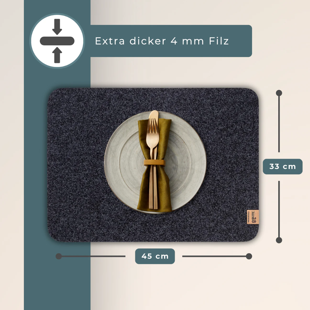 Maxx Factory - 2er Set Tischsets RUNDAD 4mm rPET - aus up-, recycling Filz - Salbei - Größe XXL 45x33 cm