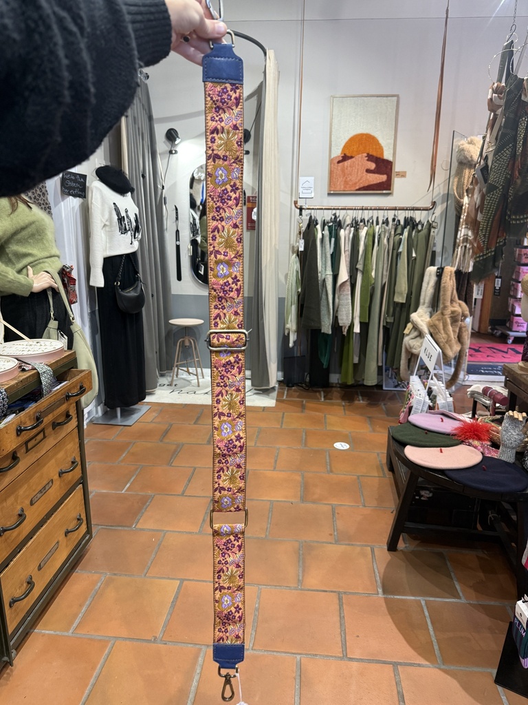 Taschengurt Schultergurt Jacquard Flower Antic coral pink purple lilac