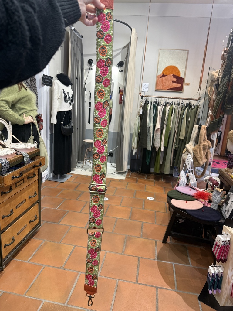 Taschengurt Schultergurt Flower Antic green pink orange dark green