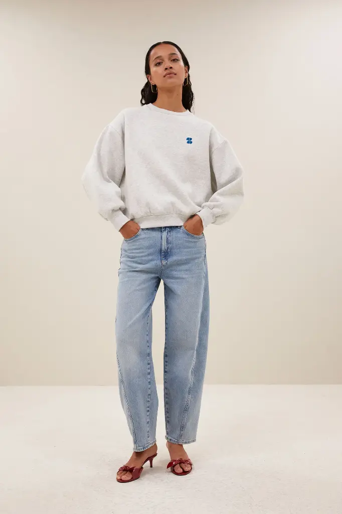 By Bar - Bibi Melange Lucky Every Day Sweater - 815 light grey melee