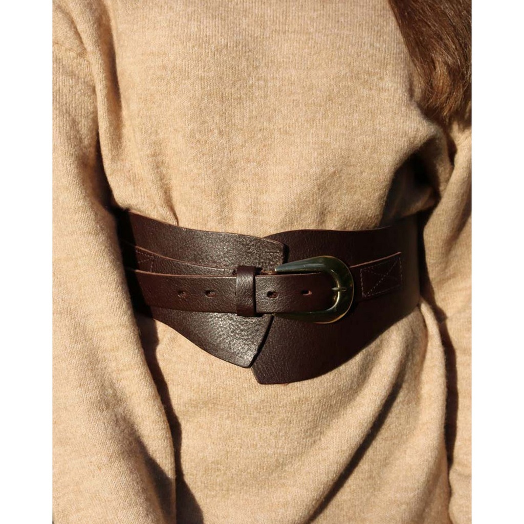 Amsterdam Heritage - Midwaist Belt PRYA - breiter Taillengürtel mit Hufeisenschnalle - dunkelbraun gold