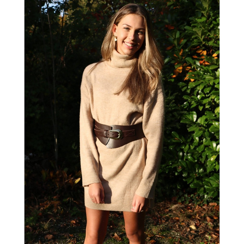 Amsterdam Heritage - Midwaist Belt PRYA - breiter Taillengürtel mit Hufeisenschnalle - dunkelbraun gold