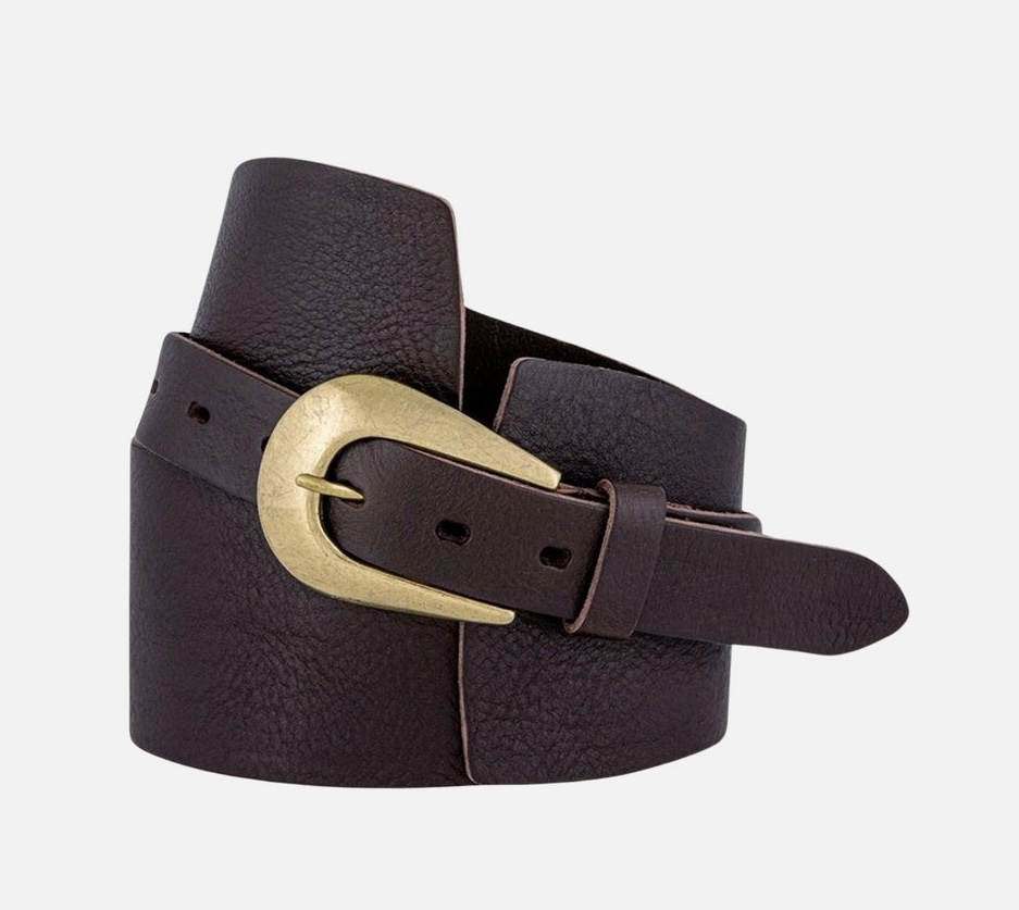 Amsterdam Heritage - Midwaist Belt PRYA - breiter Taillengürtel mit Hufeisenschnalle - dunkelbraun gold