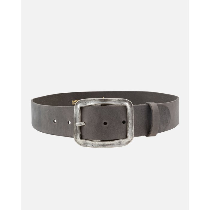 Amsterdam Heritage - Belt FRANS - breiter Ledergürtel mit antiker Schnalle - grau silber