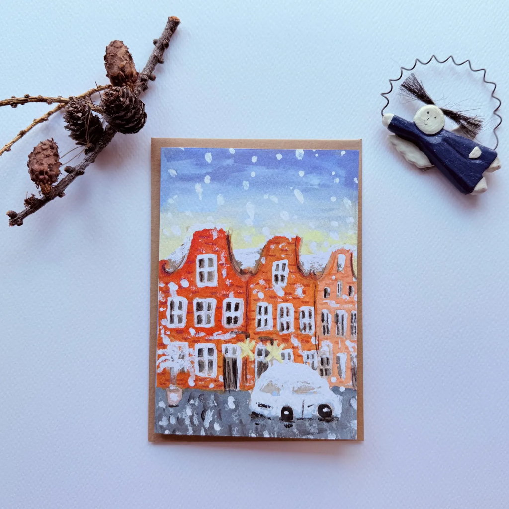 Elena Klein - Klappkarte mit Umschlag - Schnee im holländischen Viertel