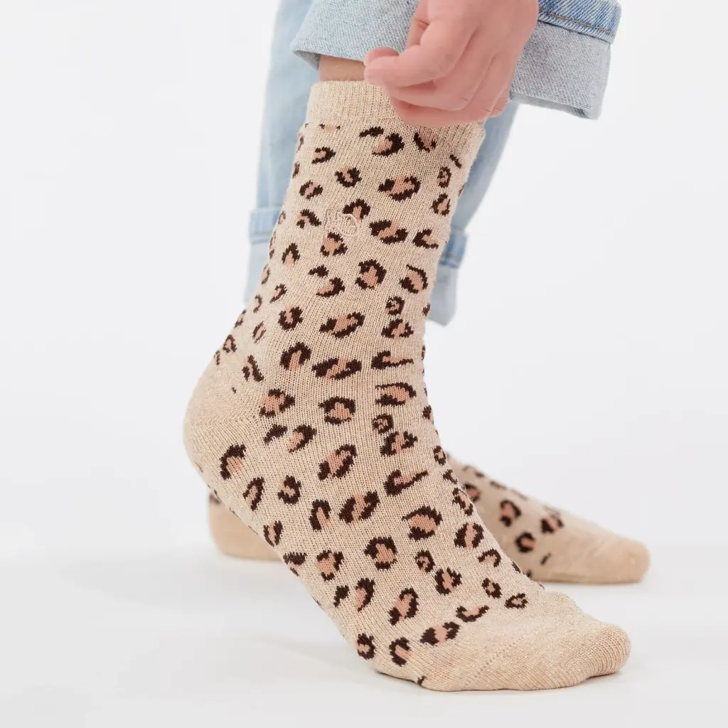 Billybelt - Kinder Baumwollsocken Leo Beige glitter