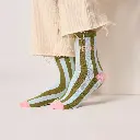 Billybelt - Baumwollsocken PEACE gestreift - light blue khaki rose