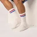 Billybelt - Baumwollsocken Retro Socks - White Red Blue Striped