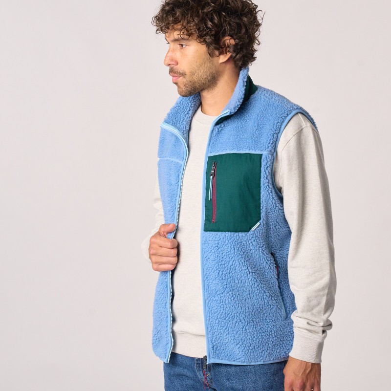 Billybelt - Sherpa Weste ärmellos - Blue + Green