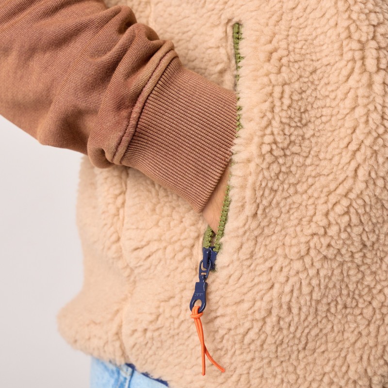 Billybelt - Sherpa Weste ärmellos - Natural + Khaki