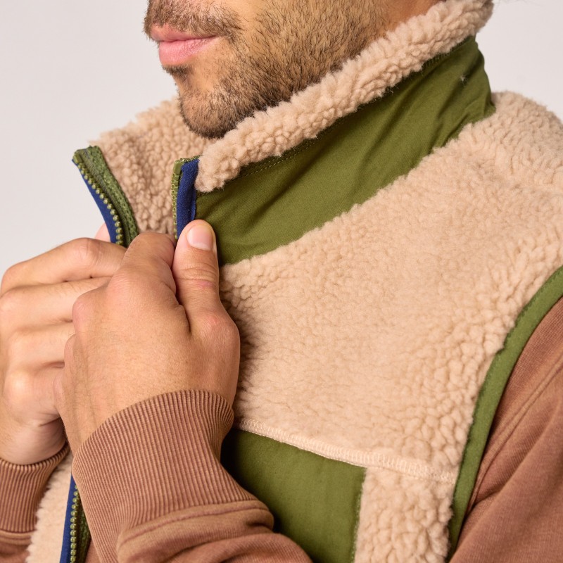 Billybelt - Sherpa Weste ärmellos - Natural + Khaki