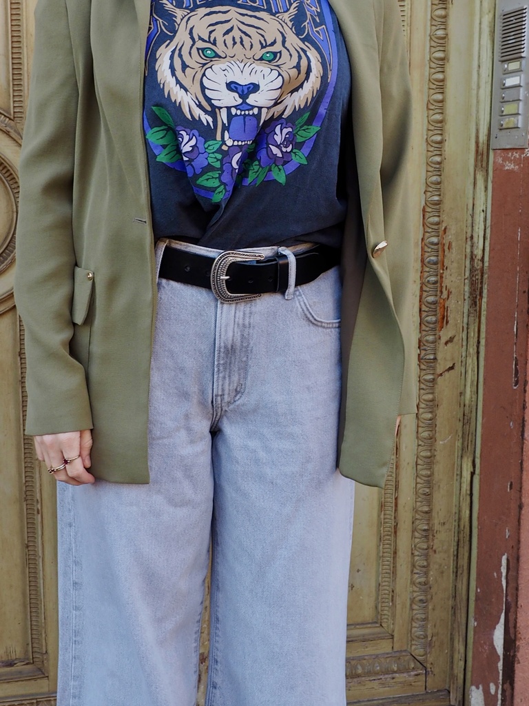 Amsterdam Heritage - Belt WEN - Ledergürtel mit Western-Schnalle - schwarz silber