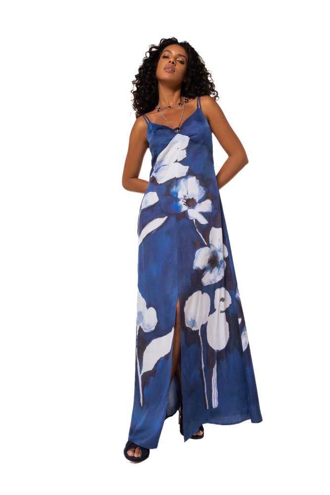 Caroline Biss - Kleid MAXI DRESS WITH SILKY SHEEN AND FLORAL PRINT, Multicolor
