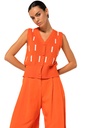 Caroline Biss - SLEEVELESS SWEATER WITH BUTTON FASTENING, Orange