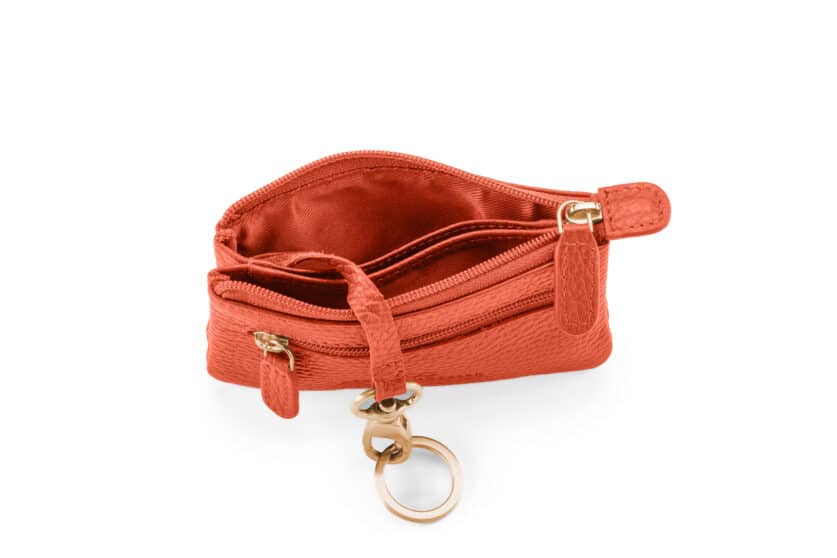 Duo-Schlüsseltasche | hellblau | silber | genarbt