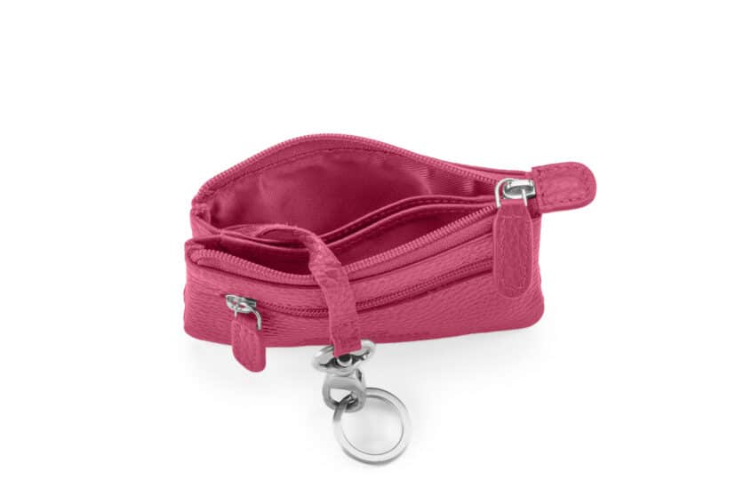 Duo-Schlüsseltasche | hellblau | silber | genarbt