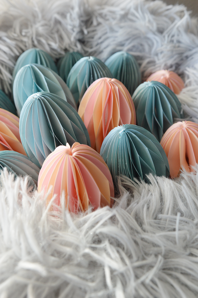 Noordliving - Papier Osterei zum Falten gelb/pink, einzeln