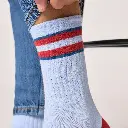 Billybelt - Baumwollsocken Retro gestreift - hellblau, rot, blau
