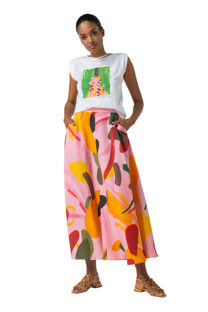 Caroline Biss - MIDI-SKIRT WITH ABSTRACT PRINT multi color