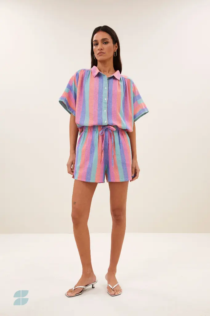 By Bar - Sunny Rainbow Pleats Blouse - 910 Rainbow Stripe