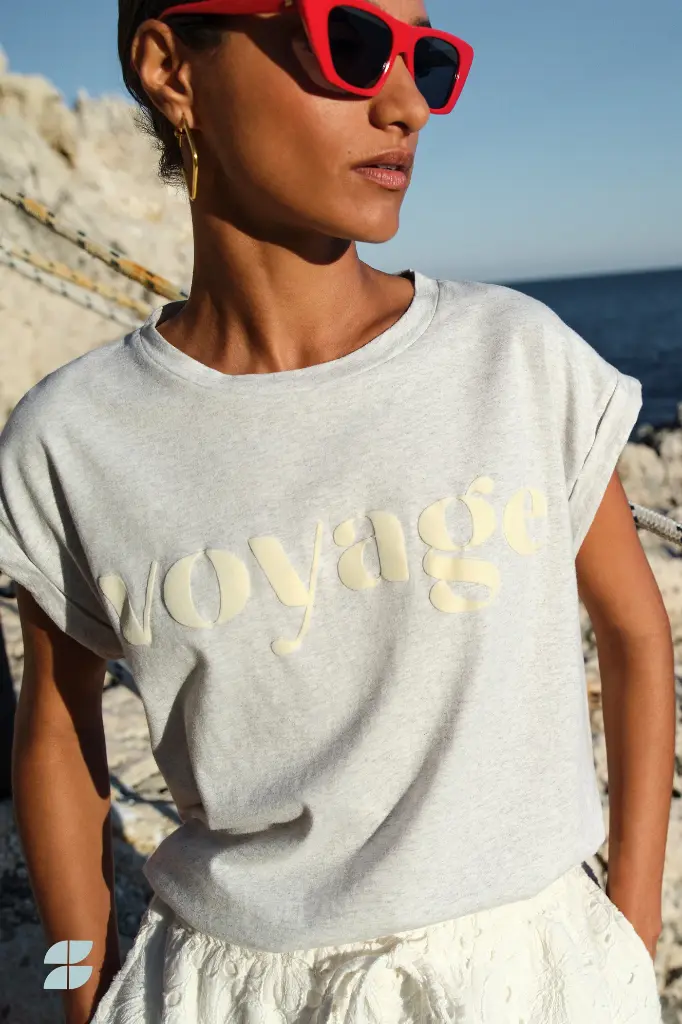 By Bar - Tobi Voyage Top - 815 Light Grey Melee