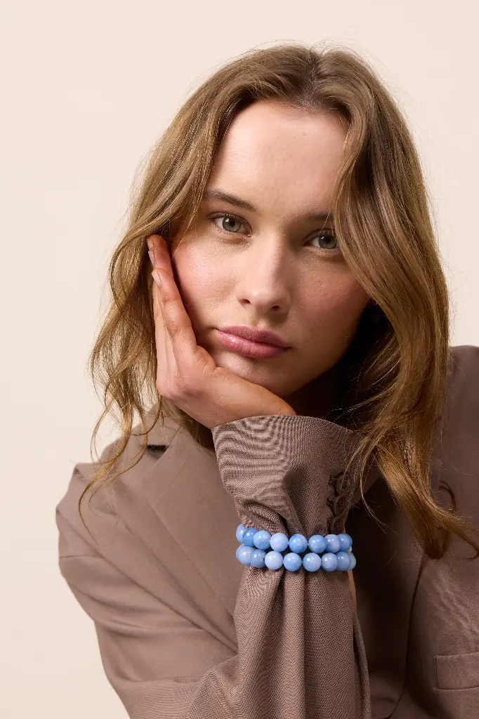 Soï Copenhagen - Armband Chunky Aquamarine Stretch Bracelet - Courage
