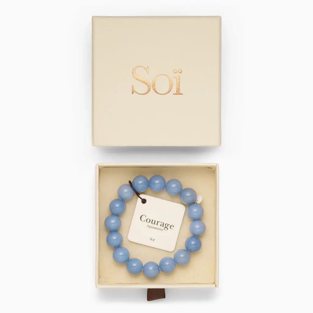 Soï Copenhagen - Armband Chunky Aquamarine Stretch Bracelet - Courage