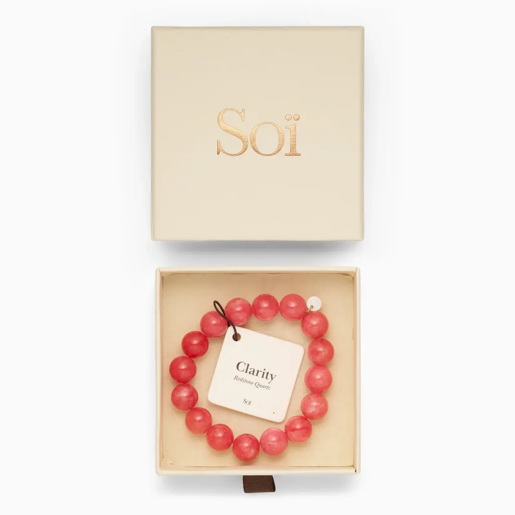 Soï Copenhagen - Armband Chunky Redstone Quartz Stretch Bracelet - Clarity