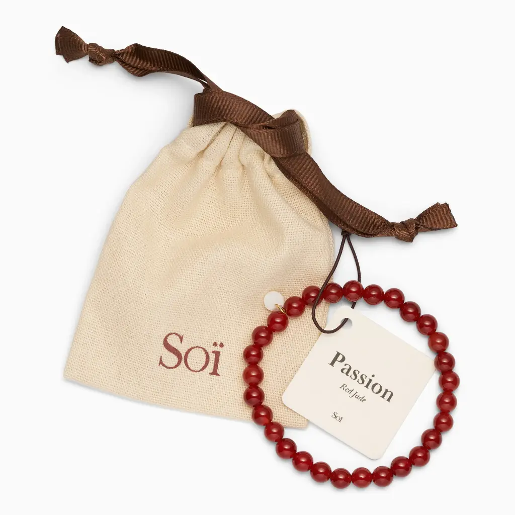Soï Copenhagen - Armband Essential Red Jade Stretch Bracelet - Luck