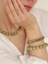 Soï Copenhagen - Armband Petite Green Alashan Agate Stretch Bracelet - Grounding