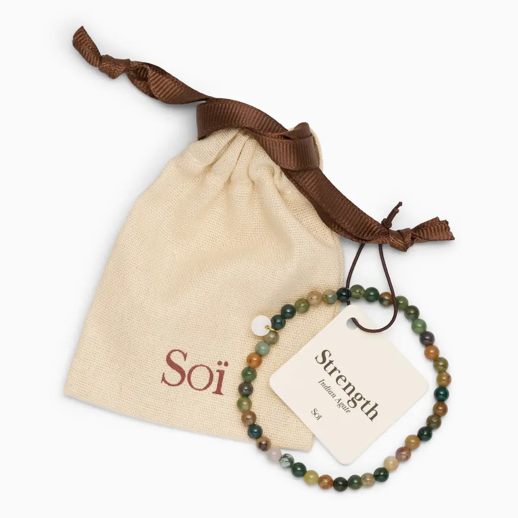 Soï Copenhagen - Armband Petite Indian Agate Stretch Bracelet - Strength