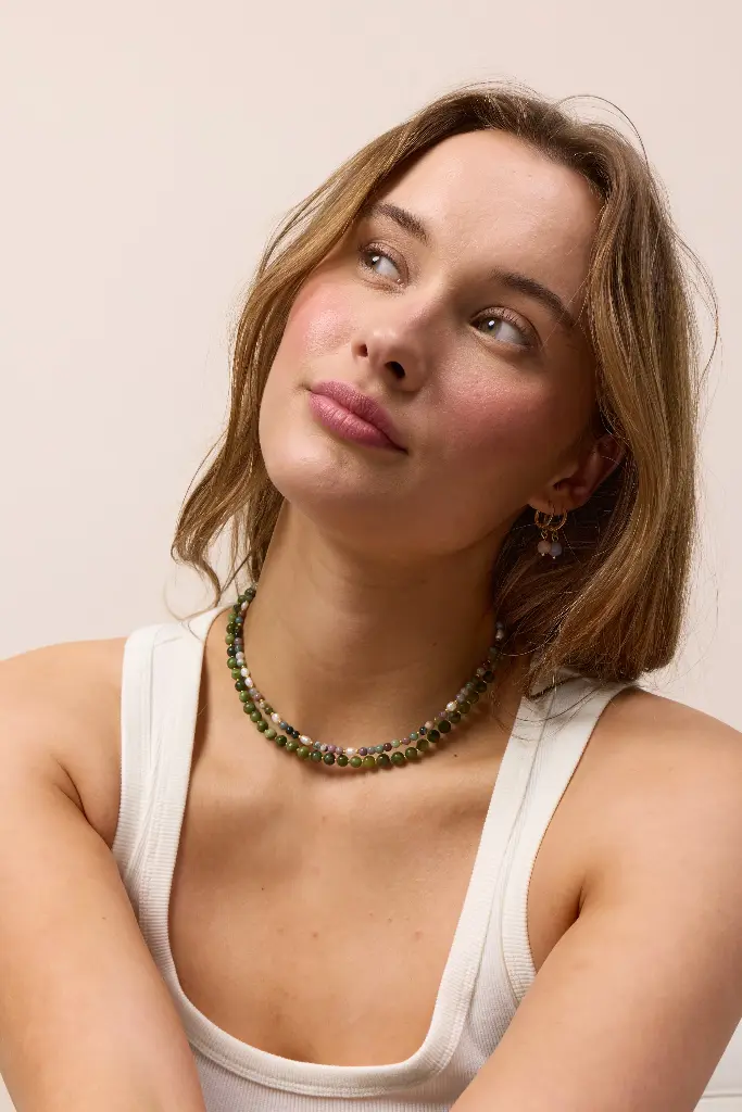 Soï Copenhagen - Halskette Ellie Indian Agate Pearl Necklace - Strength