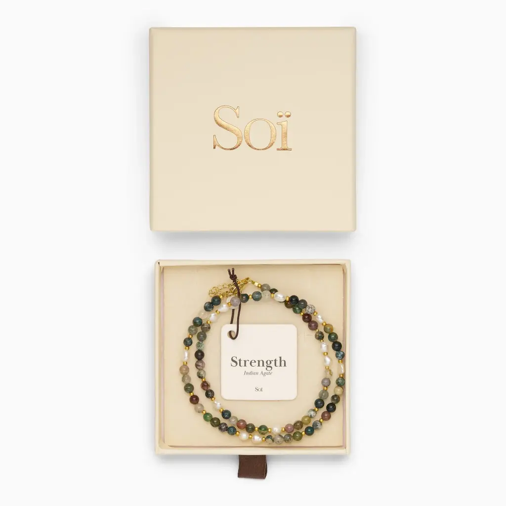 Soï Copenhagen - Halskette Ellie Indian Agate Pearl Necklace - Strength