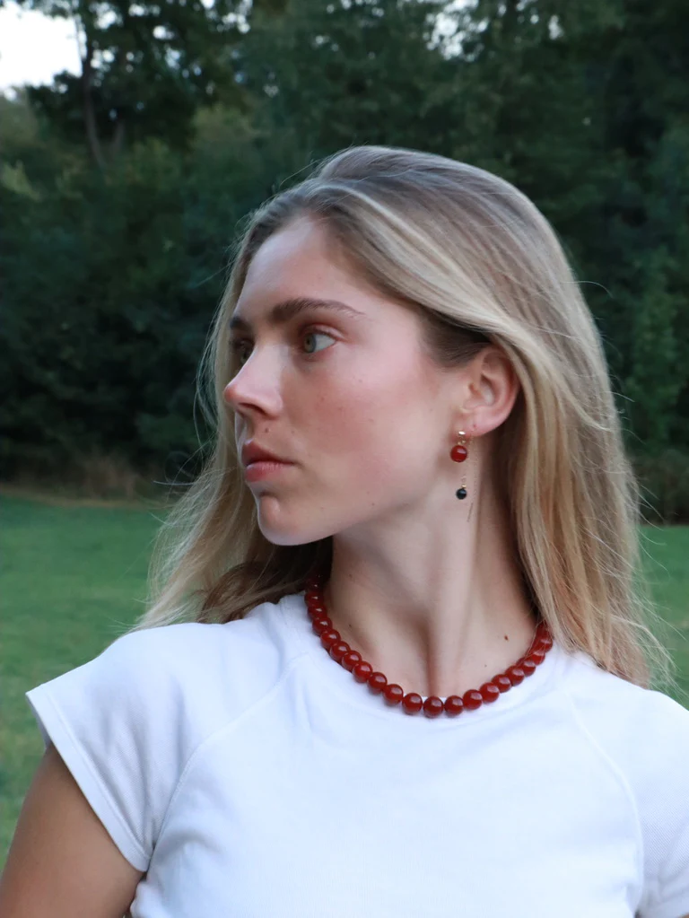 Soï Copenhagen - Halskette Faro Red Jade Necklace - Passion