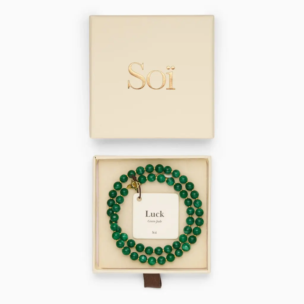Soï Copenhagen - Halskette Hailey Green Jade Necklace - Luck